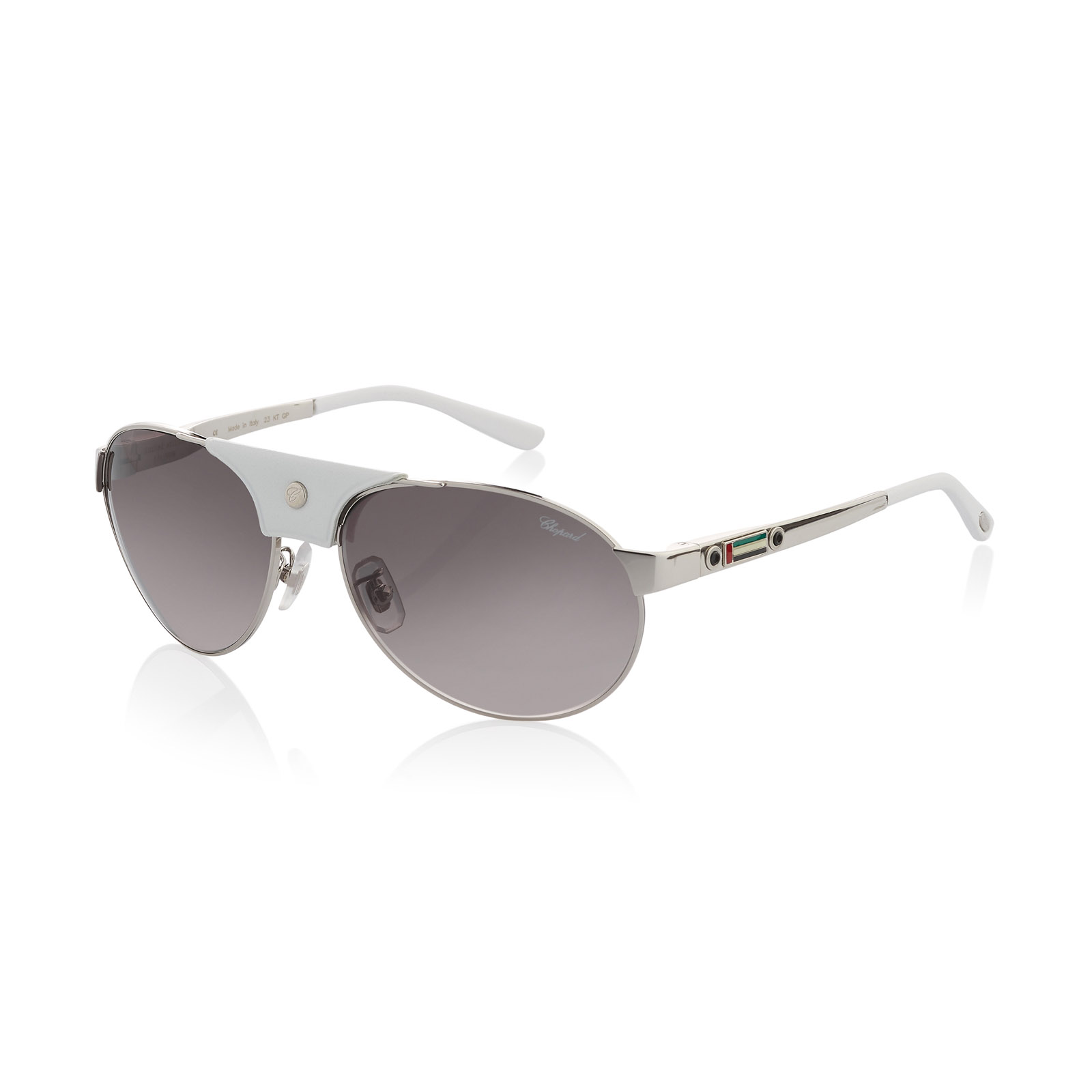 Chopard Men s Pilot Sunglasses SCHA25 0579 Silver White Grey Mirrored NEW