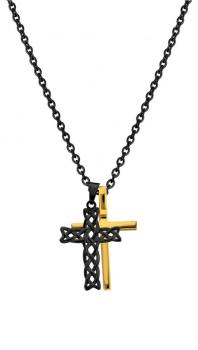 Police Struve Necklace Black Gold 2 Cross