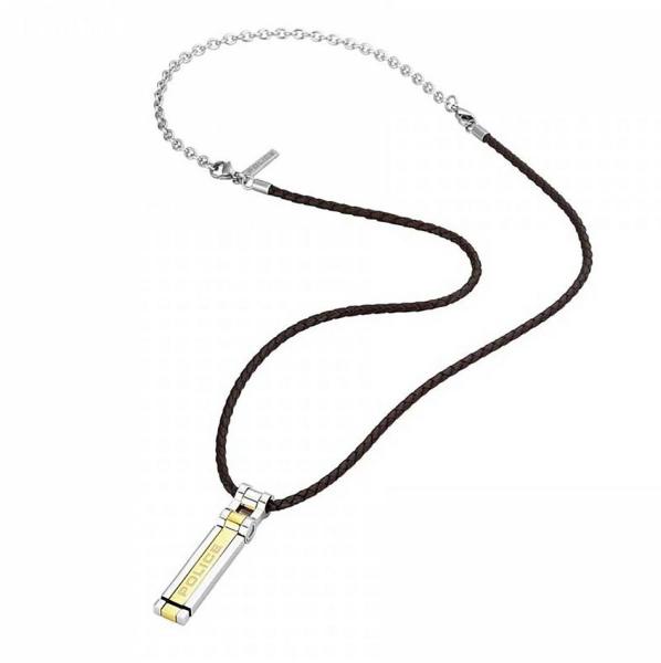 Police Thionville Necklace Brown Gold Silver